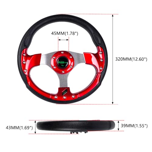 RASTP Golf Cart Steering Wheel 12.6â/320mm for Club Car DS and Club Car Precedent EZGO Yamaha Golf Carts,Red - Image 5