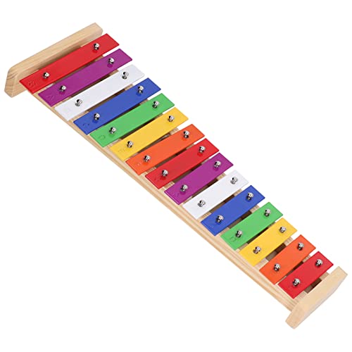 Rosvola Xilofone infantil Instrumento colorido, 15 notas, Xilofone portátil com 2 marretas para cria