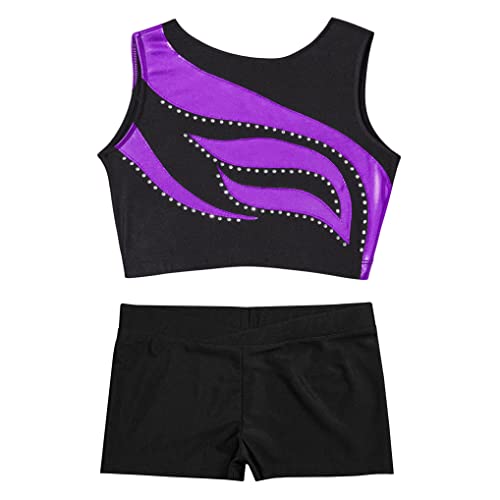 Girls' Sport Workout Crop Top with Shorts Gymnastics Clothing Sets Athletic Dance Outfits 2-Piece Active Set4