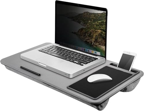 ARATERVIO Laptop Lap Tray mit Kissen & Mauspad Ergonomischer Laptop Tisch 57 5x30 5x6cm für Bett Sofa & Boden Tragbarer Laptop Schreibtisch mit Kühlkissen für Arbeit Studium & Gaming