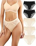 LEVAO High Waisted Cotton Underwear for Women Cheeky Bikini Hipster Panties Seamless Ladies Panty 5 Pack S-XXL
