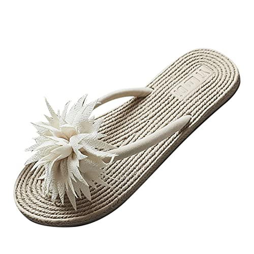 Zapatillas de verano para mujer, 38, chanclas planas, zapatos de playa con flores, zapatillas de verano, zapatillas antideslizantes, chanclas ligeras, sandalias de punto, sandalias de ocio, talla 37 a