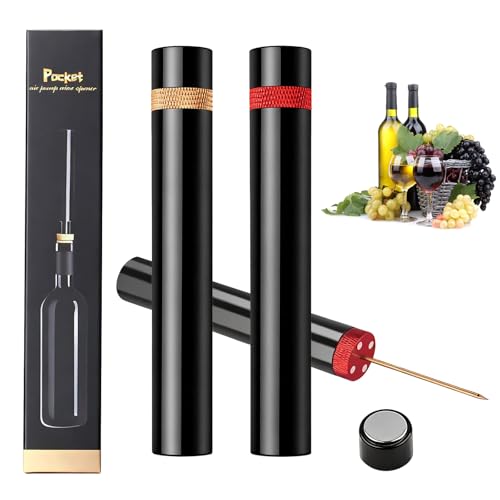 2 Pcs Portable Air Pressure Pump Bottle Opener Quick Bottle Opening Compatible With Champagne and Red Wine Bottles Suitable for Travel Camping Family Gatherings Restaurants and Bars (Gold + Red)