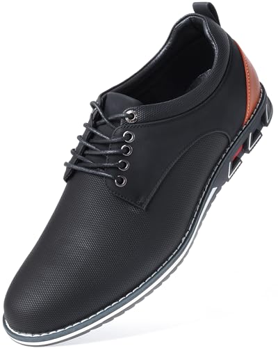 Image of Mens Dress Shoes Casual Business Oxford Derby Orthopedic Leather Shoes Simple Lace-up Walk Loafers Flats Shoes for Men