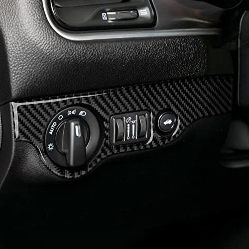 Image of Car Headlight Switch Control Cover Decals for 2011-2023 Chrysler 300 / 300C / 300S / Limited /Touring /Base Accessories Carbon Fiber Stickers