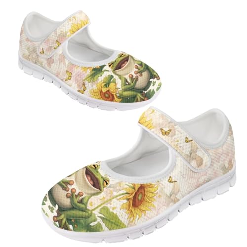 Coloranimal Flats for Women Mey Jane Shoes Womens Shoes Dressy Casual Slip On Shoes Buckle Strap Walking Shoes Mesh Ballet Flats White Sole