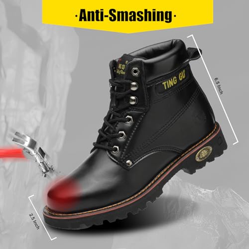 Image of Welding Work Boots for Men Women Slip on Steel Toe Safety Shoes Comfortable Indestructible Work Boots Puncture Proof Lightweight Breathable Construction Shoes