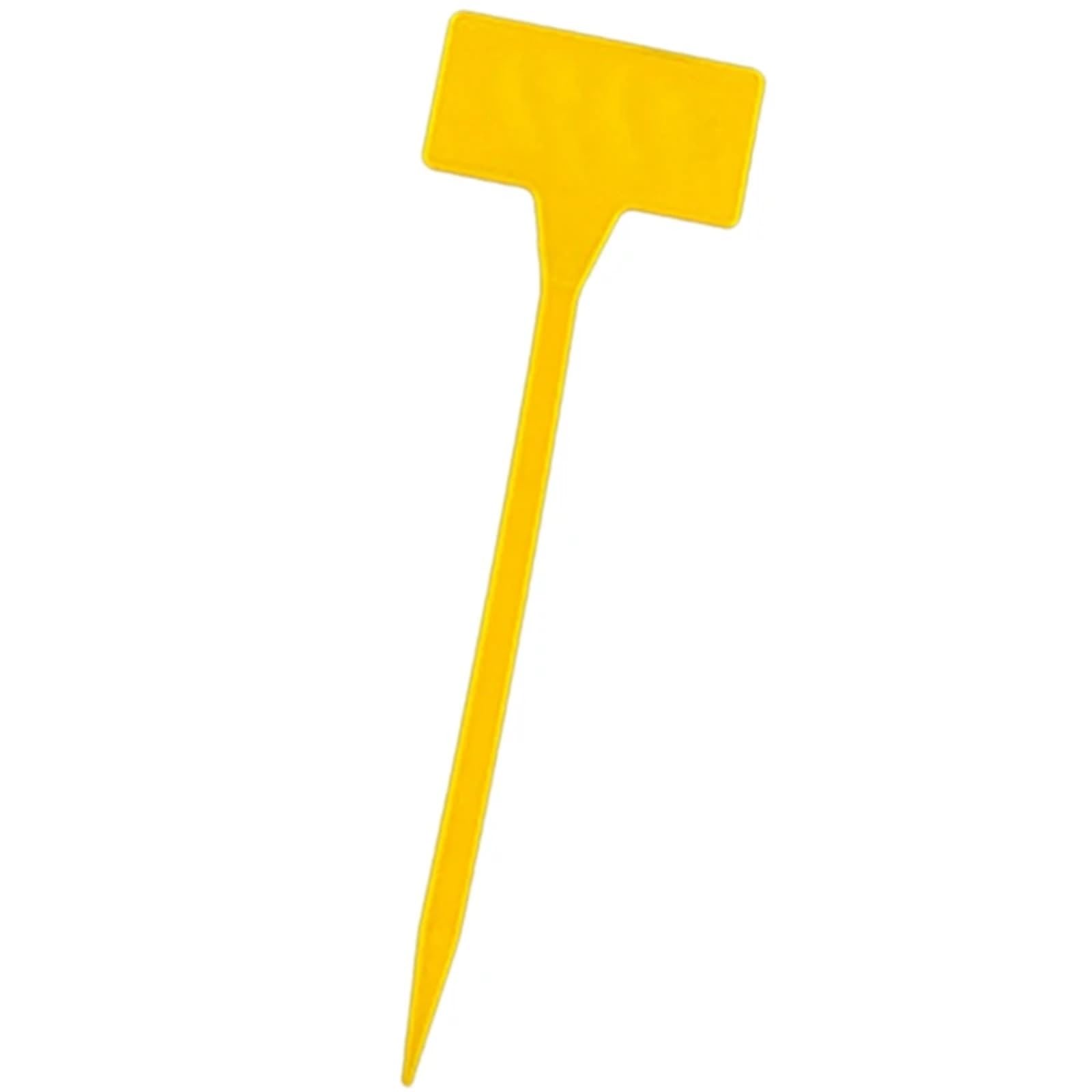 Pflanzenschilder Gardens Planting Tools 50 Stück Bonsai-Kunststoff-Pflanzenetiketten Garten T-Typ umgedrehte Etiketten Markierungen(Yellow)