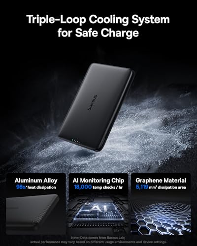 Image of Baseus Picogo Magsafe Portable Charger, Qi2 15W 0.5 inch Ultra Slim 10000mAh Wireless Power Bank, 27W Fast Charging Magnetic Battery Pack with USB-C for iPhone 17 Pro Max /17 Pro /Air /16 /15 /14 /13 /12
