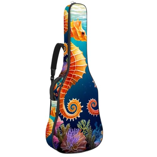 Sac pour guitare avec motif hippocampe mignon et grand compartiment