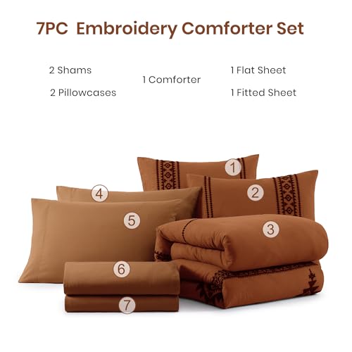 Image of MaiReve Embroidery Full Size Comforter Set 7 Pieces Western Bed in a Bag