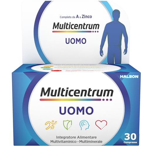 Multicentrum Uomo Integratore Alimentare Multivitaminico Completo, con Vitamine D, B6, C, Contro Stanchezza e Affaticamento, Per Uomini, 30 Compresse