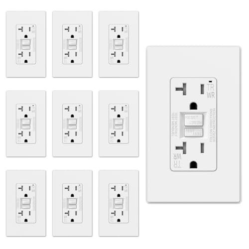 ELEGRP GFCI Outlet Outdoor, 20 Amp Self-Test GFI Electrical Outlet with Thinner Design, Weather...