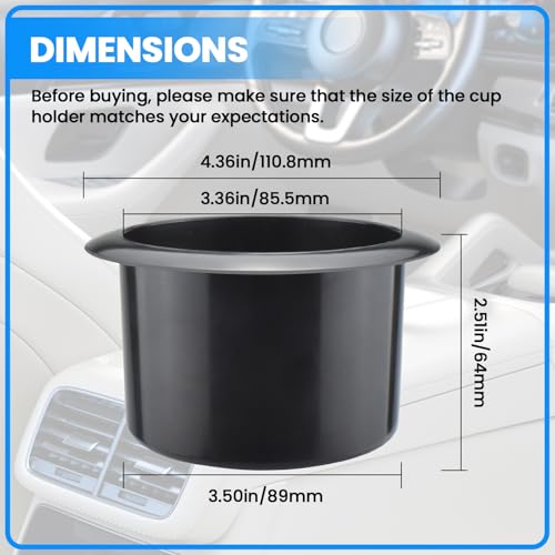 SDTC Tech Black Sofa Cup Holder, Universal Plastic Recessed Cup Holder for RV Boats, Cars, Sofas and Golf Carts (2-Piece)