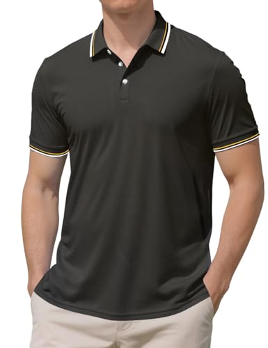 Men's Golf Polo Shirts Short Sleeve Striped Casual Polo Shirts for Men Dry Fit Tennis T-Shirt Tops2