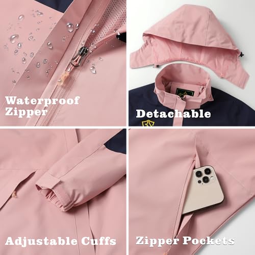 GIISAM Rain Jacket for Women, Women's Waterproof Lightweight Rain Jackets Packable Raincoat Windbreaker Coat with Hood