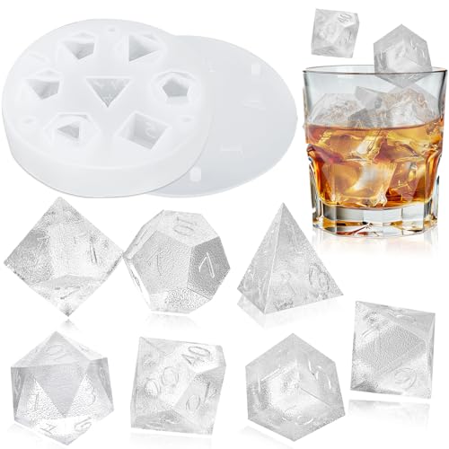 BABORUI 7 Shapes DND Dice Whisky Ice Cubes Mold, 3D Dice Mold DND Accessories For Whiskey Cocktail...