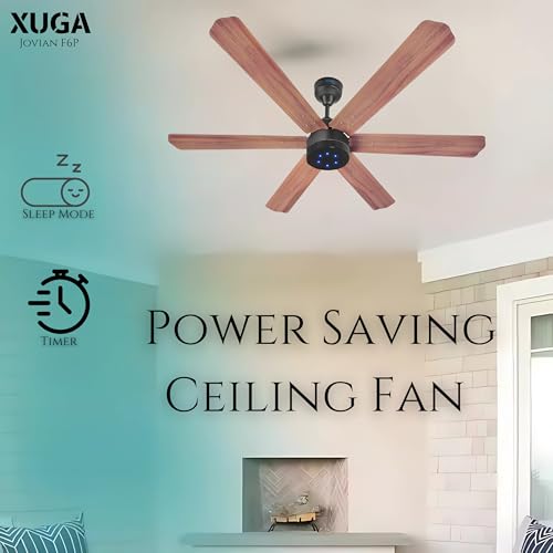 Image of XUGA Jovian F6P Premium Smart 1200mm, BEE 5-star BLDC fan,6 Blade,Remote Ceiling fan for Home, 100% Copper Motor,Energy Saving, High Air Delivery, Aesthetic LED Light (Oakwood)(5 Year Warranty)