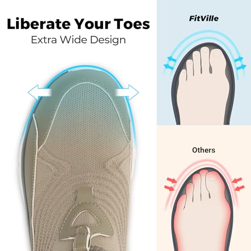 Image of FitVille Men's Extra Wide Slip-On Walking Shoes, Hands-Free Orthopedic Sneakers with Arch Support for Plantar Fasciitis, Bunions and Hammertoes - Step Ease V1