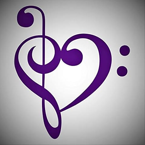 Heart Music Note, Bass Treble Clef Vinyl Bumper Sticker Decal for Car Truck Window Wall Laptop (Dark Blue, 11") Cover