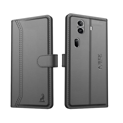 Image of AIBEX Compatible for Oppo Reno 11 Pro 5G Flip Cover Leather Finish with Magnatic Closure | Inside TPU with Card Pockets | Wallet Stand | Complete Protection Flip Case -Black