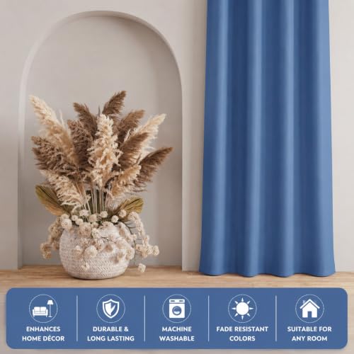 Image of LaVichitra 2 Pieces Solid Premium Blackout Curtains - Thermal Insulated, 3 Layered, 100% Opaque Window - 4 feet, Light Blue