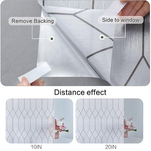 Image of Windimiley Window Privacy Film Stained Glass Static Clings, Bathroom Frosted Leaded Decorative Window Stickers, UV Heat Blocking Opaque Removable for Home Door Coverings (17.5 x 78.7in,Rain)