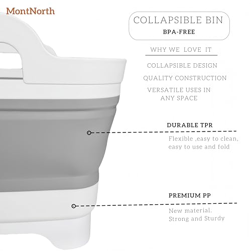 image for MontNorth Collapsible Wash Basin 9L, Foldable Dish Tub with Drain Plug