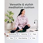 Mindful Modern Velvet Meditation Cushion | Luxe Zafu Yoga Floor Pillow Seat | Posture Support | Buckwheat Hull Filled | Large Round Cushion with Removable Washable Cover + Carry Handle - Image 5