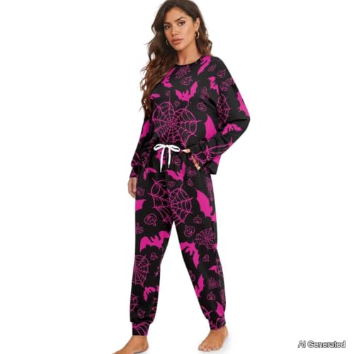 Image of Women's Pajamas Set Soft 2 Piece Loungewear Long Sleeve Pj Set Matching Sleepwear with Pockets for Women Plus Size