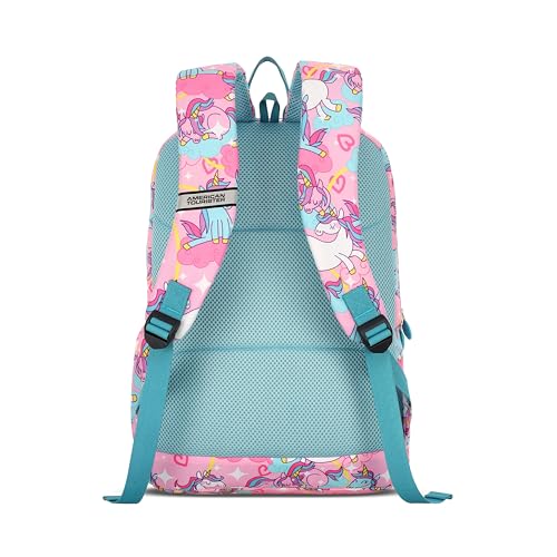 Image of American Tourister Jupy | 26 Ltrs | 2 Compartments | Bottle Pocket | Ergonomic Padded Back Panel & Shoulder Straps | Kids Backpack | 1 Year International Warranty | Unicorn Pink