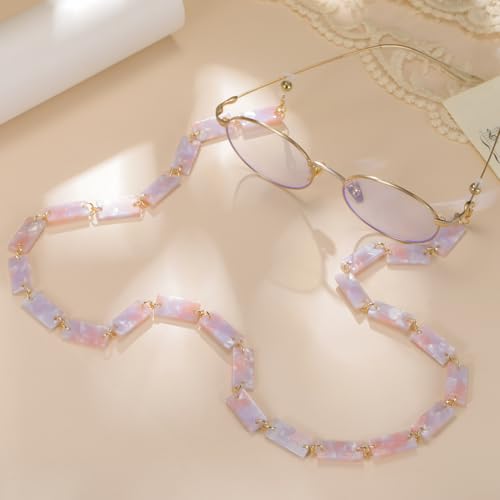 Image of kkjoy Acrylic Glasses Chain Colourful Squares Beach Holidays Sunglasses Holder Strap Eyeglass Lanyards for Women Men