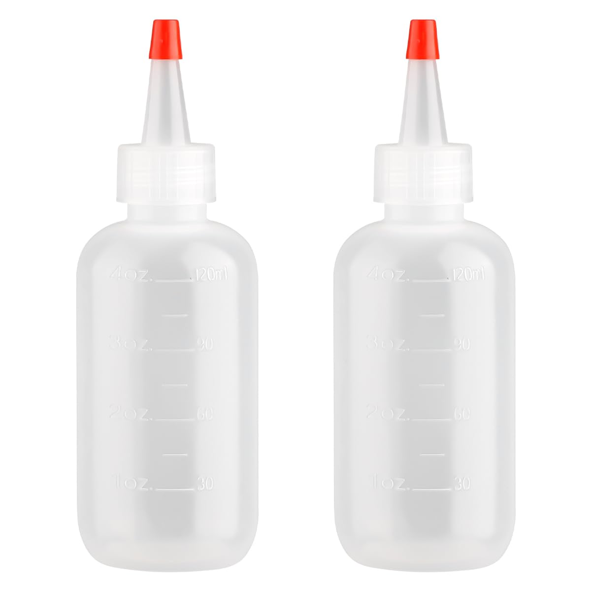 Lotsdonxia Red 2 Pcs 120Ml Reusable Squeeze Bottles With Nozzles – Leak-Proof Portable Applicator For Shampoo, Crafts, Travel | Graduated, Eco-Friendly Pe Plastic ( Caps)