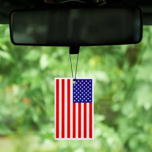 Image of Dunzy 30 Pcs Air Freshener American Flag Car Freshener Patriotic USA Flag Hanging Automotive 250 Year Anniversary Air Fresheners for Independence Day Auto Accessories, 3 Scents(Red Blue Style)
