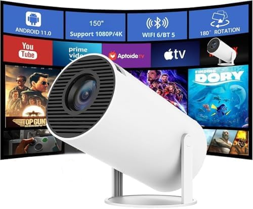 Proyector Portatil (2025) con WiFi 6 y BT 5.2, Mini Proyector 4K con Resoluciones Nativas 1080P, Projector con HD-MI, USB, PS5, Phone,【Auto Keystone】