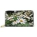 Produktbild JHGFG Mode Handtasche Reißverschluss Brieftasche Weiß Chrysanthemen Beginnen Blüte Volle Telefon Kupplung Geldbörse Abendkupplung Blockieren Leder Brieftasche Multi Card Organizer