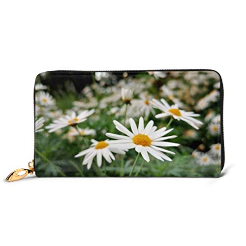 Preisvergleich Produktbild JHGFG Mode Handtasche Reißverschluss Brieftasche Weiß Chrysanthemen Beginnen Blüte Volle Telefon Kupplung Geldbörse Abendkupplung Blockieren Leder Brieftasche Multi Card Organizer