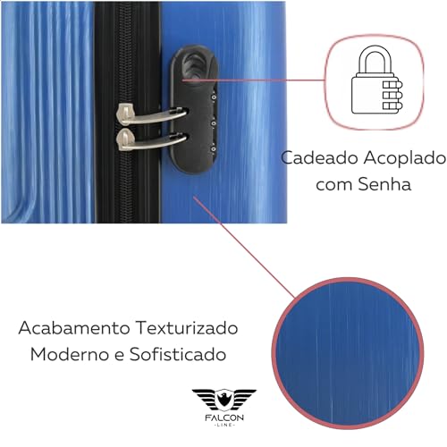Falcon Line Mala De Viagem ABS Mala de Bordo a Mão Pequena 10kg Cadeado seguindo Padrão ANAC com 4 R
