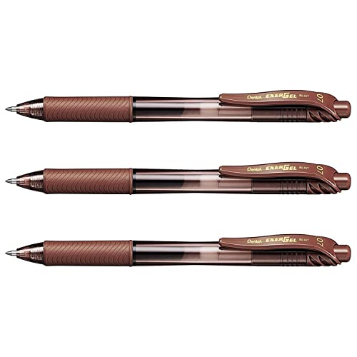 Pentel EnerGel-X BL107 marron lot de 3 stylos roller encre gel 0.7mm