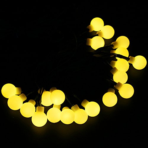 XUNATA 12 metros de luzes LED solares, flexíveis, à prova d'água, 100 LEDs, bola de luzes brancas p