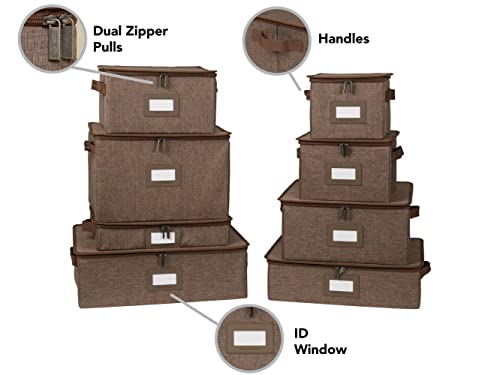Covermates Dish Storage Box Set, 8"W x 8"D x 7"H, Brown Heather - Image 5