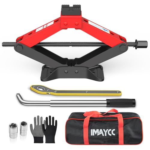 Portable Car Jack Kit 3 Ton Heavy Duty Scissor Jack for Car Spair Tire Changing kit with Lug Wrench Emergency Kit for Car SUV MPV