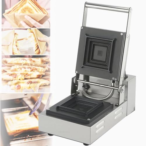 DSeenLeap Tostadora y Prensa para sándwiches Comercial con Placas antiadherentes, máquina para Hacer Helados, Control de Temperatura, Tapa Flotante con bisagra para una cocción y Tostado Uniformes.