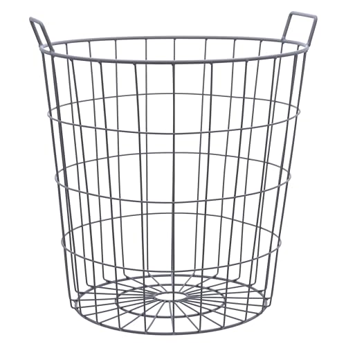 Agrarflora Drahtkorb 39 Liter, Ø400x450mm - Gartenkorb aus robustem Metall - stapelbarer Gitterkorb für Haus & Garten - Obstkorb, Erntekorb, Kartoffelkorb - Haushaltskorb mit Tragegriffen