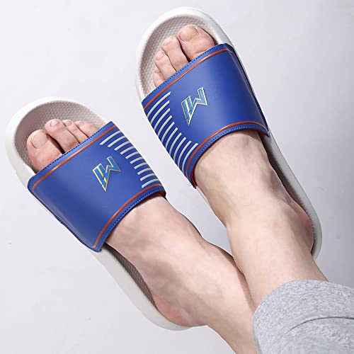 Image of CHUPPS X Mi Official Sliders White & Royal Blue Drift Orthopedic Slippers | Soft Footpharma Footbed | Breathable Ventilation Holes | Lightweight Flip Flops | Anti-Skid Chappals for Everyday For Mens
