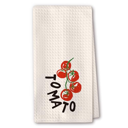 RZQIJ Tomato Print Cute Kitchen Towels - “Tomato” Christmas Kitchens Towels, Kitchen Towel Set, Baker Gifts, Perfect Housewarming Gifts, Polyester Tea Towel for Cooking & Drying. 16