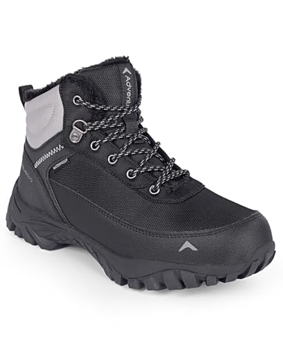 Image of Edge ET 1100 Men's Waterproof Mountain Trekking Boots, Mid-Top, Black, Anti-Slip Grip, Round Toe