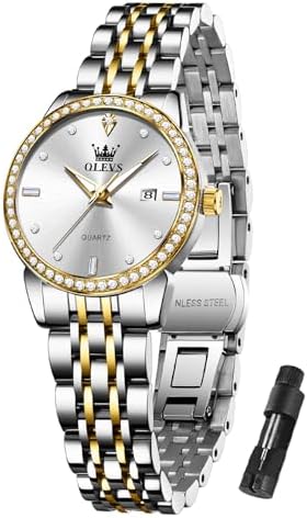 OLEVS Small Women Watch Waterproof Diamond Watch for Women Dress Quartz Analog Womens Watch Waterproof Female Watches with Calendar Ladies Watches Reloj de Mujer