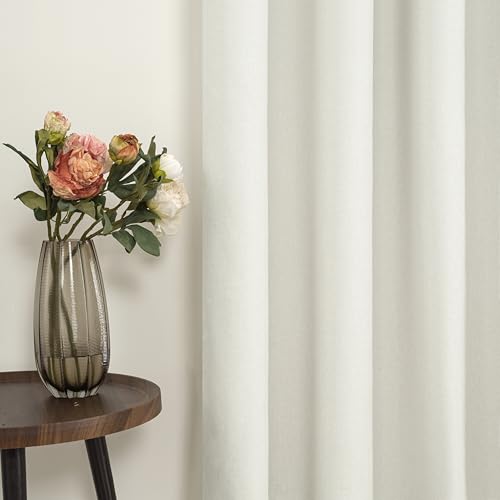 Image of YoungsTex Ivory Linen 100% Blackout Curtains 78 Inch Length for Bedroom, Thermal Insulated Black Out Drapes with Grommet for Farmhouse Living Room, 2 Panels, 52 X 78 Inch