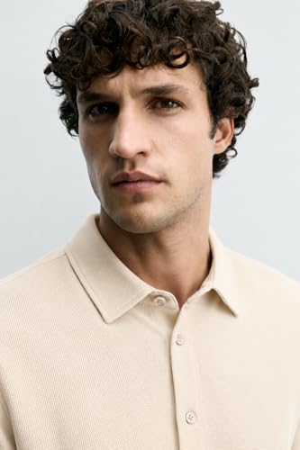 Image of Alan Jones Clothing Men's Waffle Knit Shirt | Casual Relaxed Fit Short Sleeve Button Down | Textured Cotton Blend Shirt